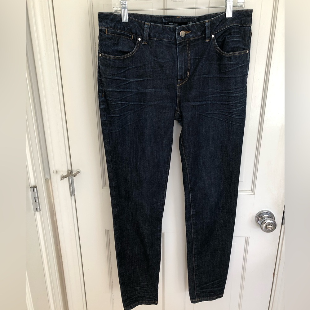 Karen Millen new dark wash Jeans. Size 10 US. Tapered to ankle.